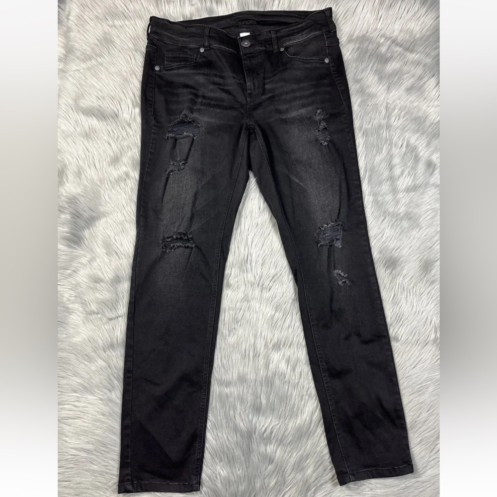 Maurices Black Distressed Ripped Jeans Size 16 Regular